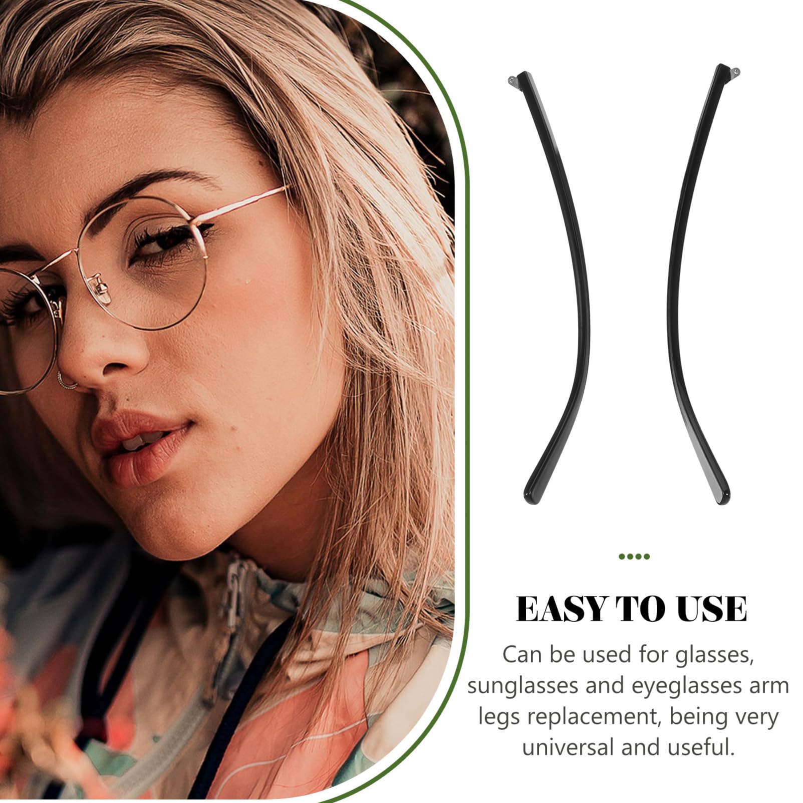 Minkissy 1 Pair Replacement Eyeglass Temples - Universal Metal Glasses Arms for Eyeglass Frames - Perfect for Reading, Driving & Everyday Use