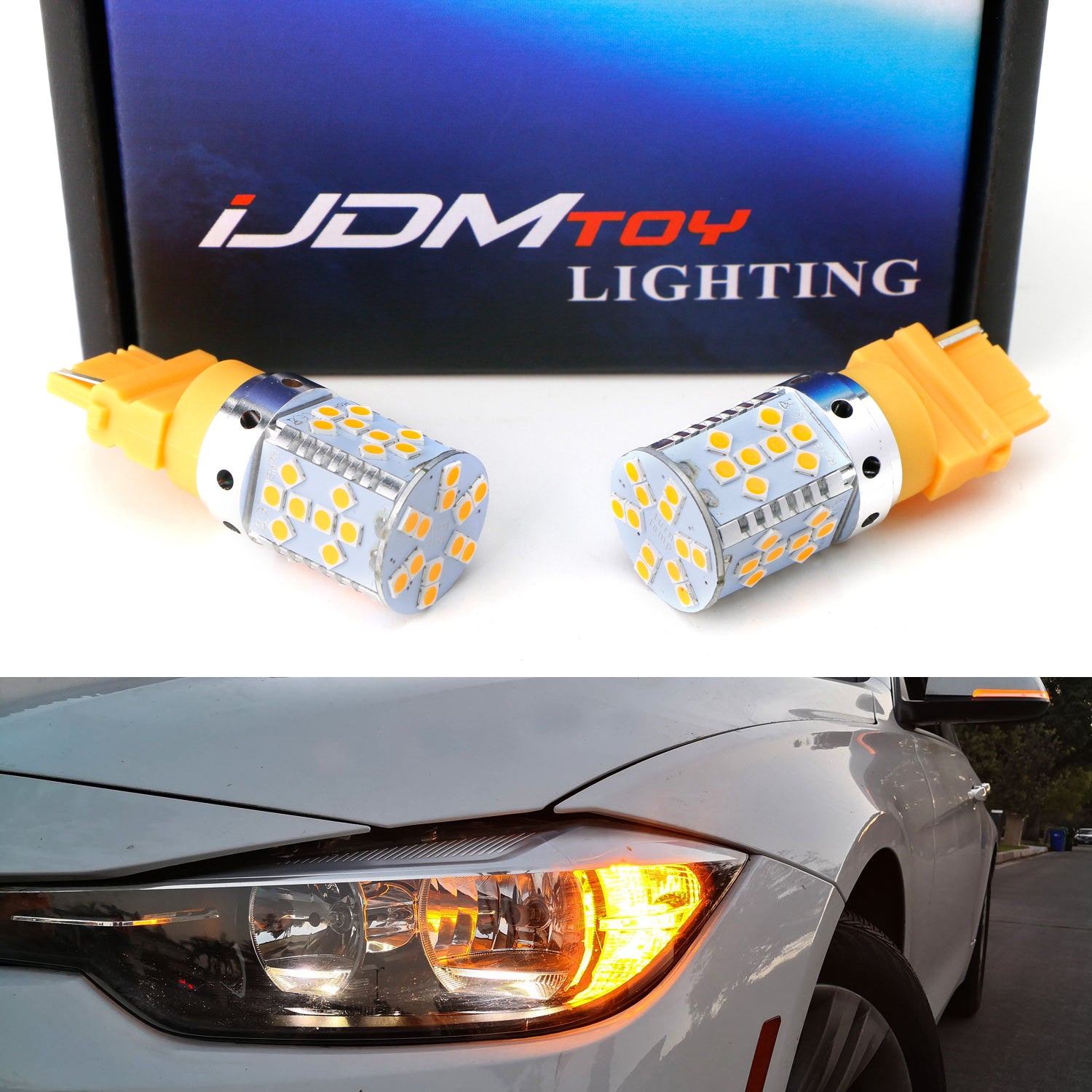 3X Brighter Amber CANBUS Error Free LED Bulbs - Compatible with BMW 3 Series & 5 Series Front Turn Signals - Upgrade for Enhanced Visibility & Safety