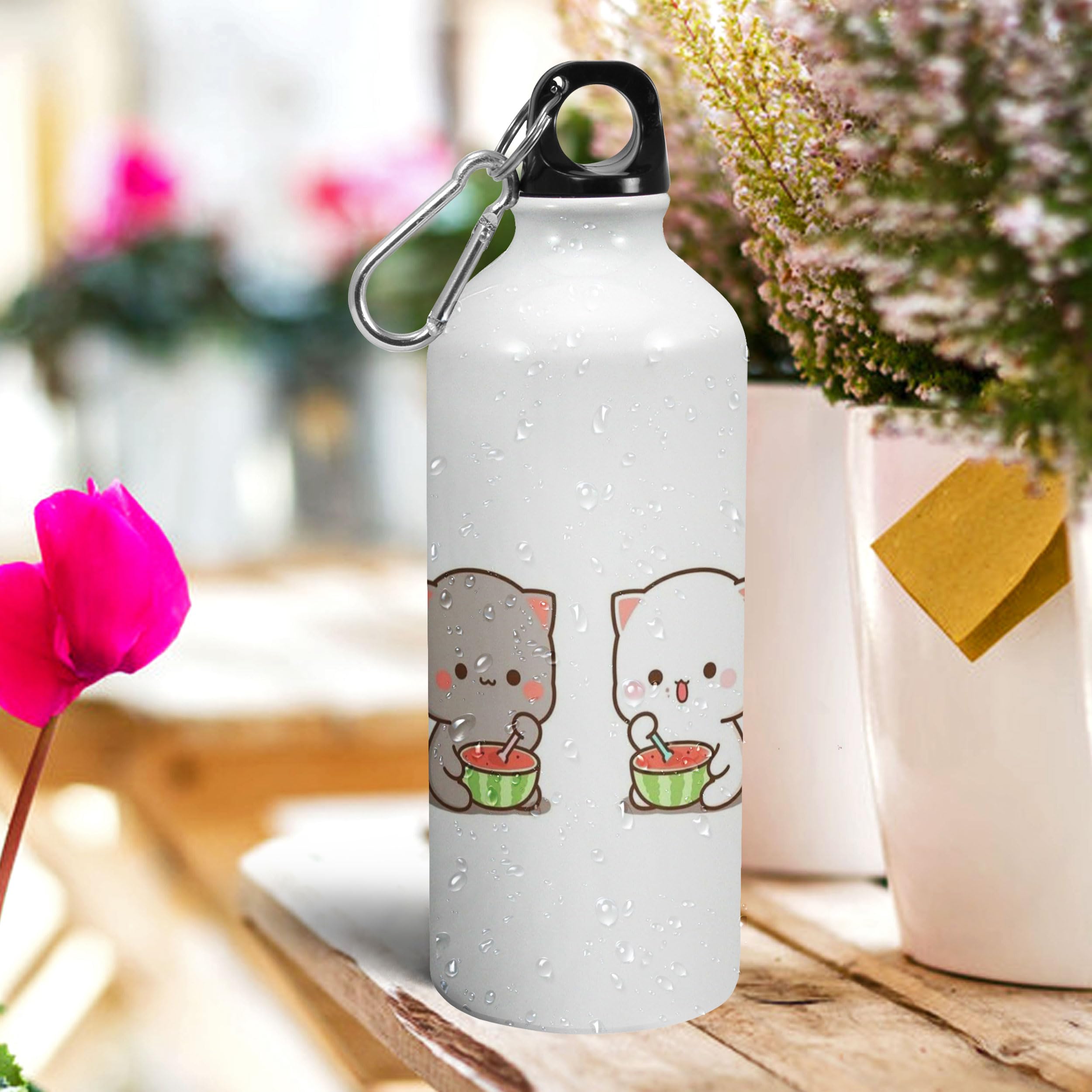 Customized Cute Printed Aluminum Water Bottle for Girls & Kids - 600ml Leakproof BPA-Free Sipper Bottle - Perfect for School, Travel & Outdoor Activities (Pack of 1)