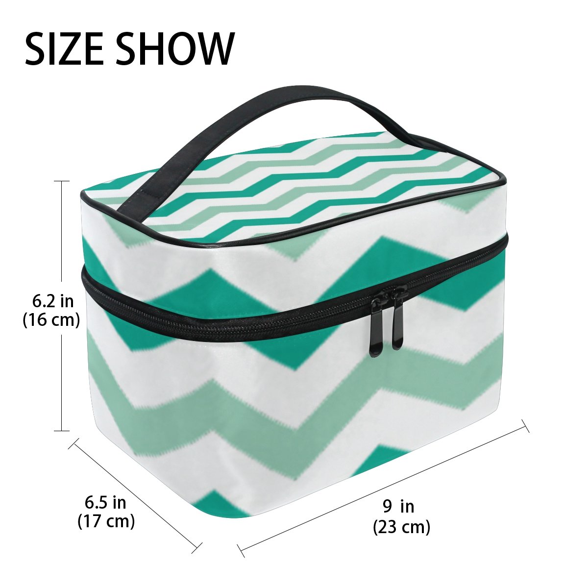 Stylish Green White & Turquoise Cosmetic Bag for Travel - Perfect Makeup Train Case & Storage Organizer | Ideal for Travel, Gym, and Daily Beauty Essentials