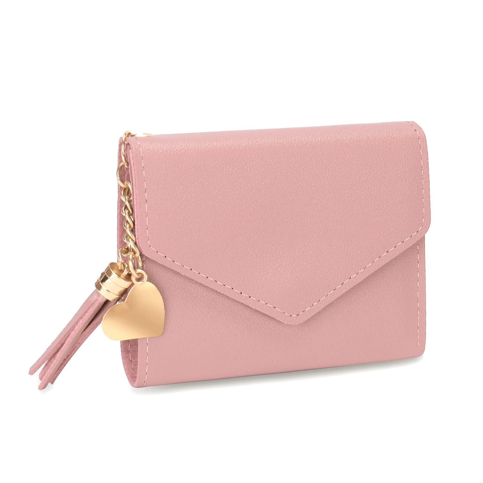 CHAOFANXI Slim Women's Wallet - Small Synthetic Leather Card Holder with Zipper Coin Purse for Ladies (Pink) | Perfect for Everyday Use, Travel & Minimalist Lifestyle