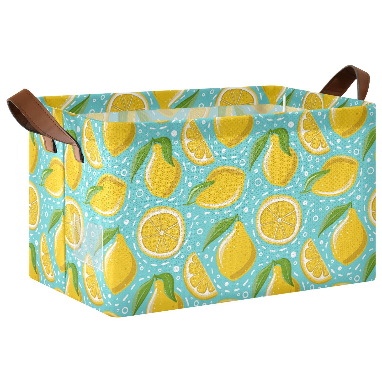 2 Pack Fabric Storage Bins with Metal Frame & Leaves Design - Foldable Closet Baskets for Shelves, Nursery, Home & Office Organization | Perfect for Bedroom Closet, Kids Room & Pantry Storage