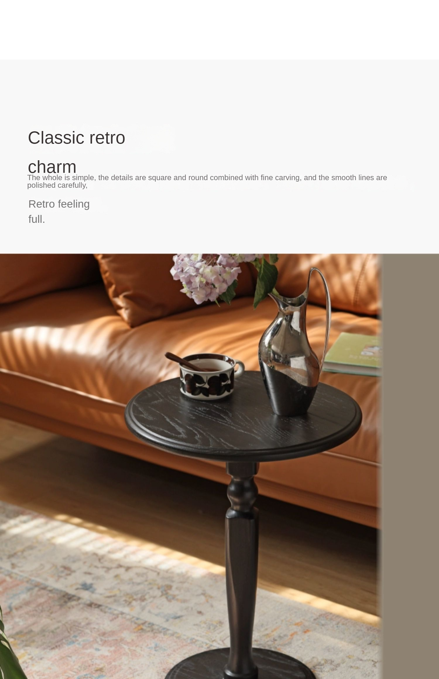 Solid Oak Wood Side Table - Small Black End Table for Living Room, Bedroom & Office - Durable & Stylish Furniture for Home Decor