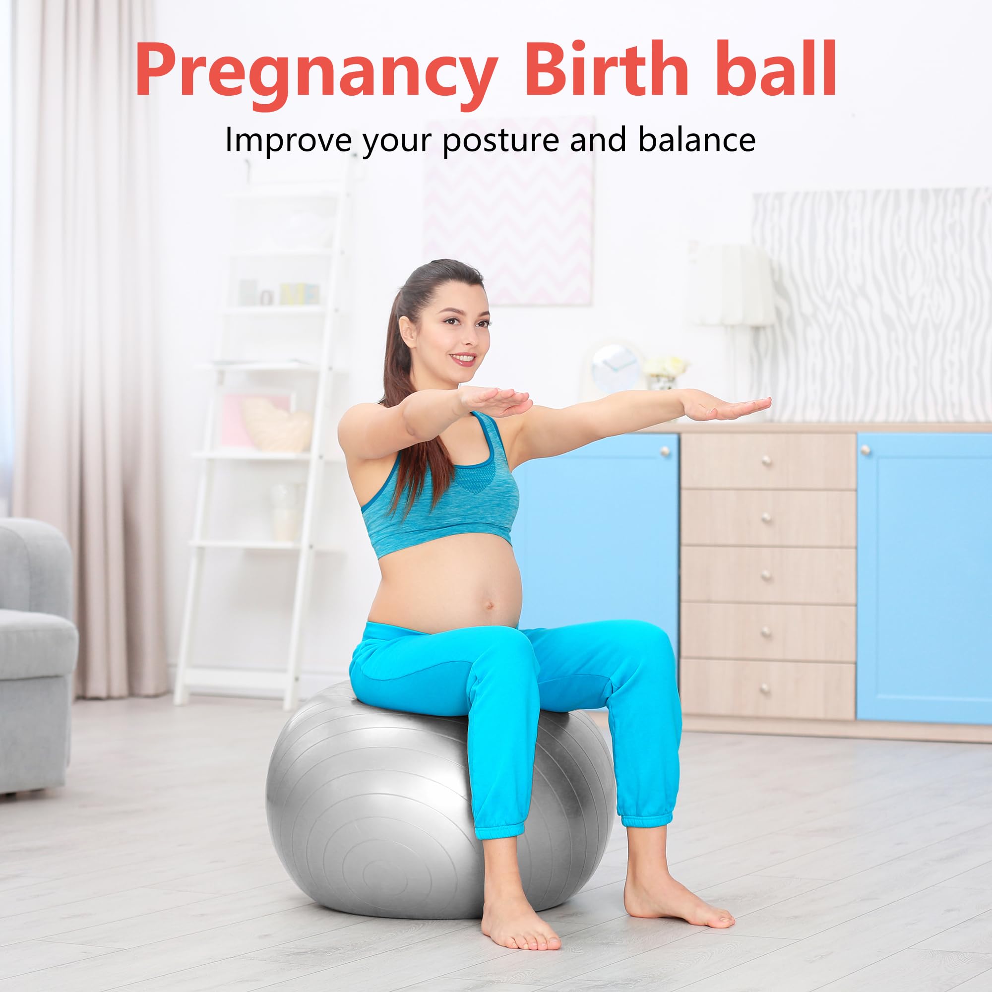 Primasole Exercise Ball for Balance, Stability, Fitness, Yoga, Pilates - Anti-Burst Gym & Home Workout Ball for Core Strength, Pregnancy & Office Chair - Perfect for Home Gym, Yoga Studio & Office Ergonomic Seating