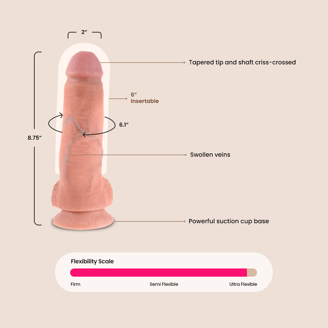 Ultra Realistic 8 Inch Dildo with Balls - Lifelike King Cock Adult Toy for Solo Play & Couples Use - Perfect for BDSM, Roleplay & Spicing Up Your Sex Life
