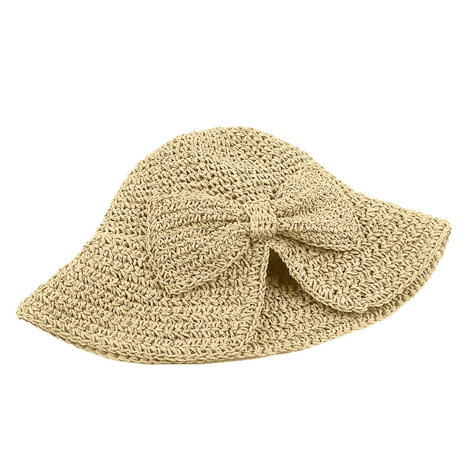 Women's & Men's Straw Fisherman Bucket Hat - Summer Beach Sun Hat with UPF Sun Protection - Khaki One Size - Perfect for Beach, Travel, and Outdoor Activities