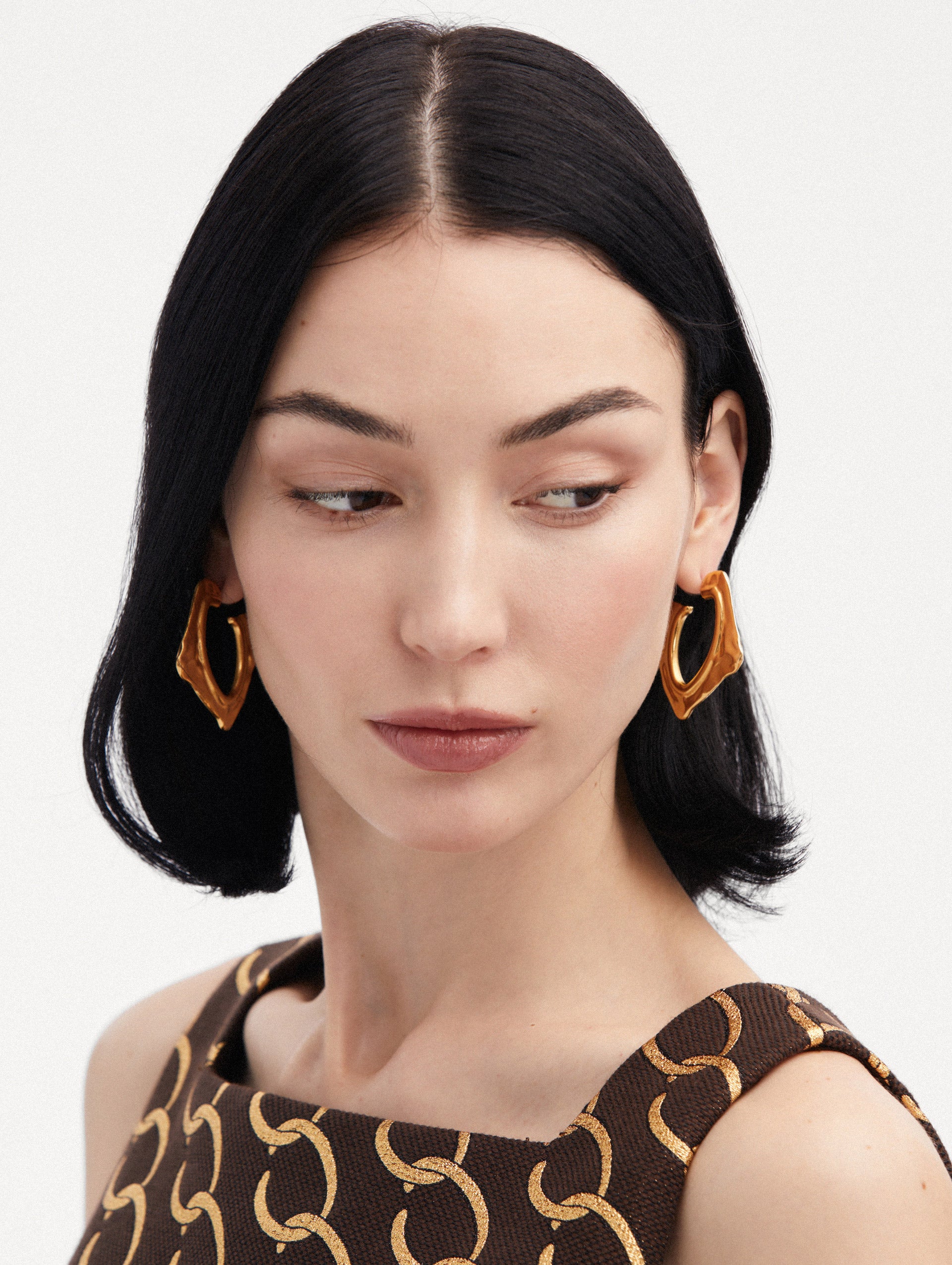 Small Abstract O Hoop Earrings for Women - Minimalist Gold Plated Dainty Hoops - Perfect for Everyday Wear, Office & Date Night
