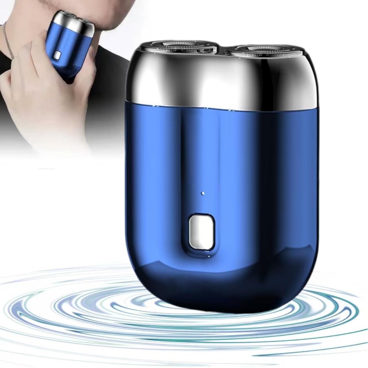 Naaeeoy Mini Dual-Head Electric Shaver for Men - Portable Rechargeable Waterproof Travel Electric Razor with 2 Blades - Perfect for Home, Travel & Gym Use (Blue)