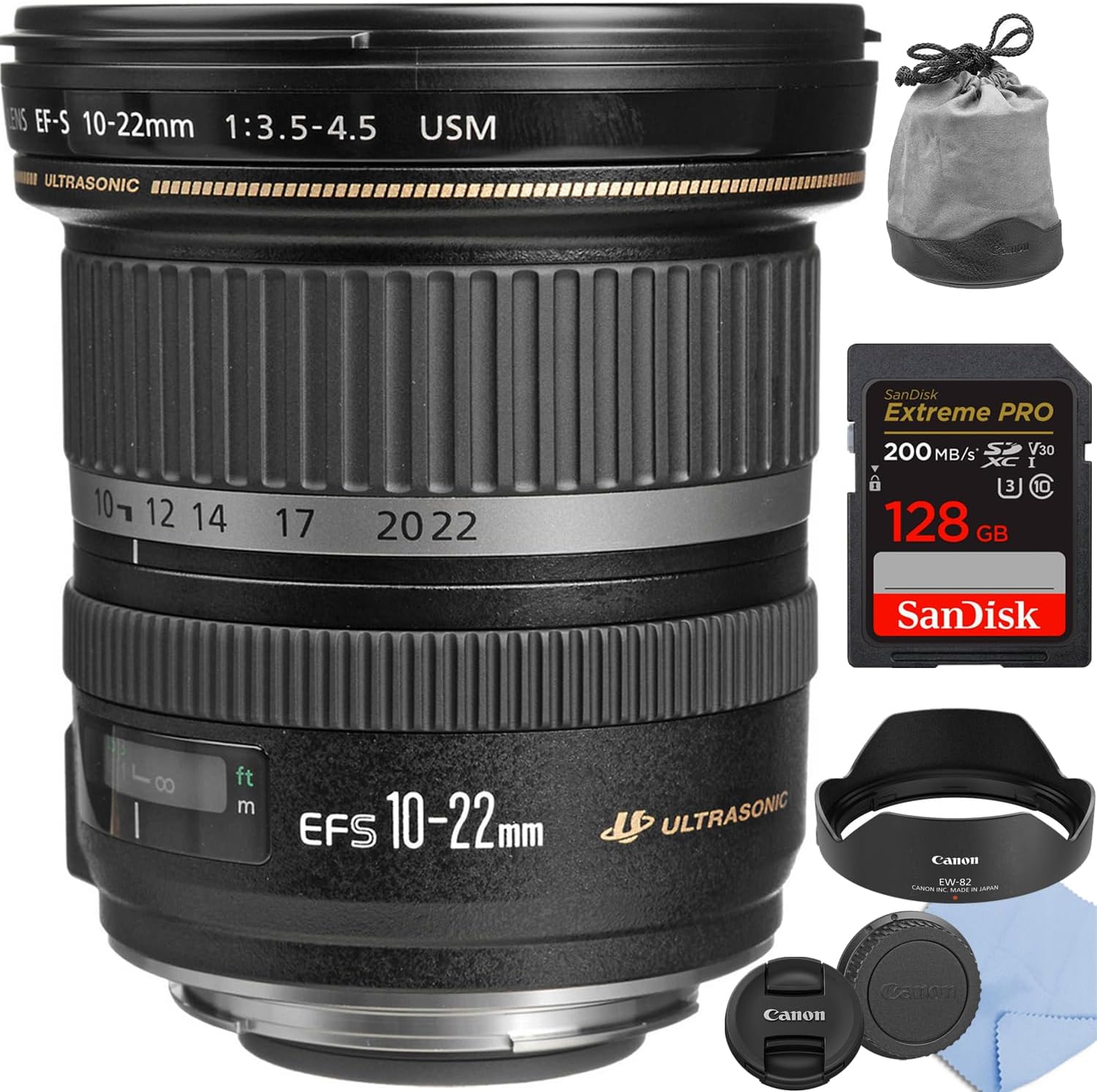 Canon EF-S 10-22mm f/3.5-4.5 USM Ultra Wide Angle Zoom Lens with Starter Bundle Kit - Perfect for Landscape, Architecture & Travel Photography