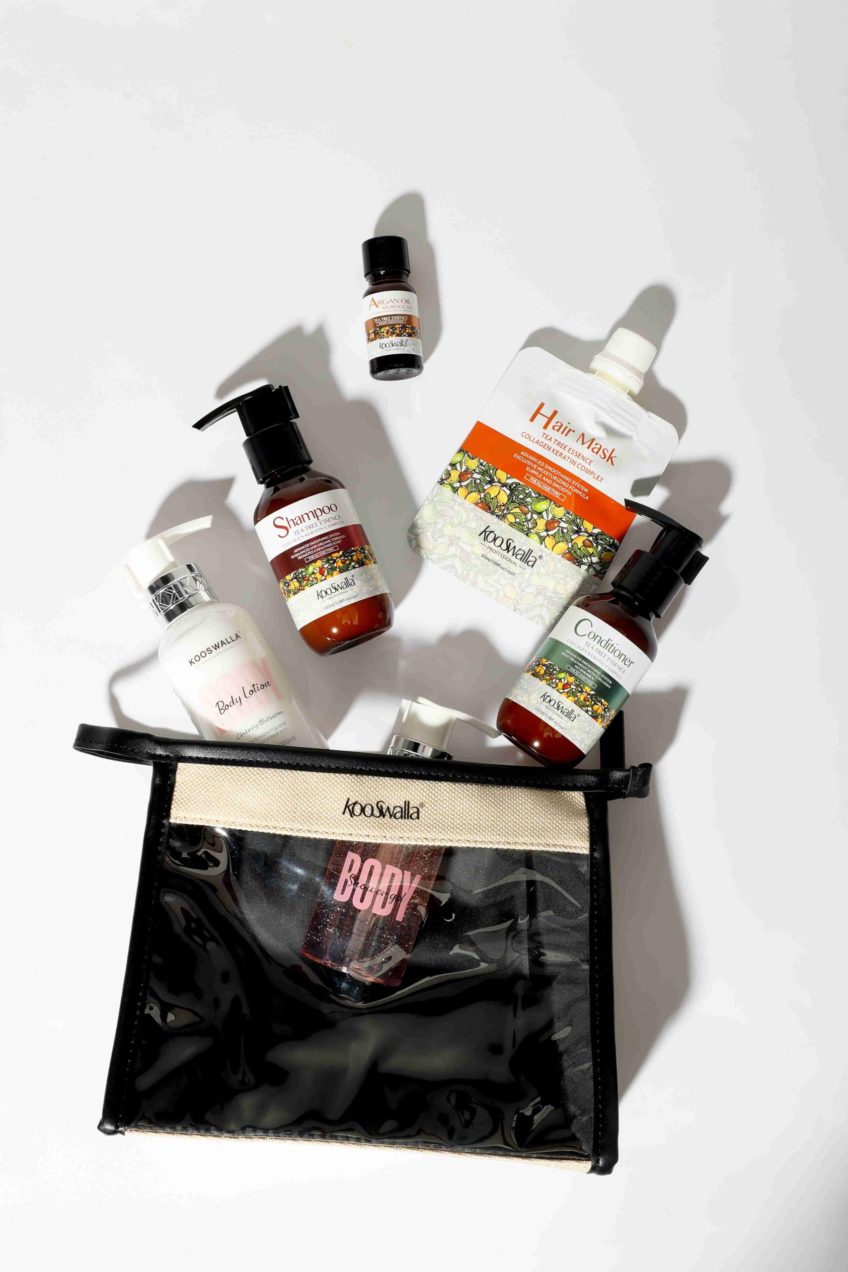 Tea Tree Hair Care Travel Kit - 6PCS Deluxe Travel Size Toiletries Set with Natural Hydrating Shampoo, Conditioner & Body Wash for Healthy Scalp & Hair | Includes Zip Bag | Perfect for Vacation, Gym & Business Trips