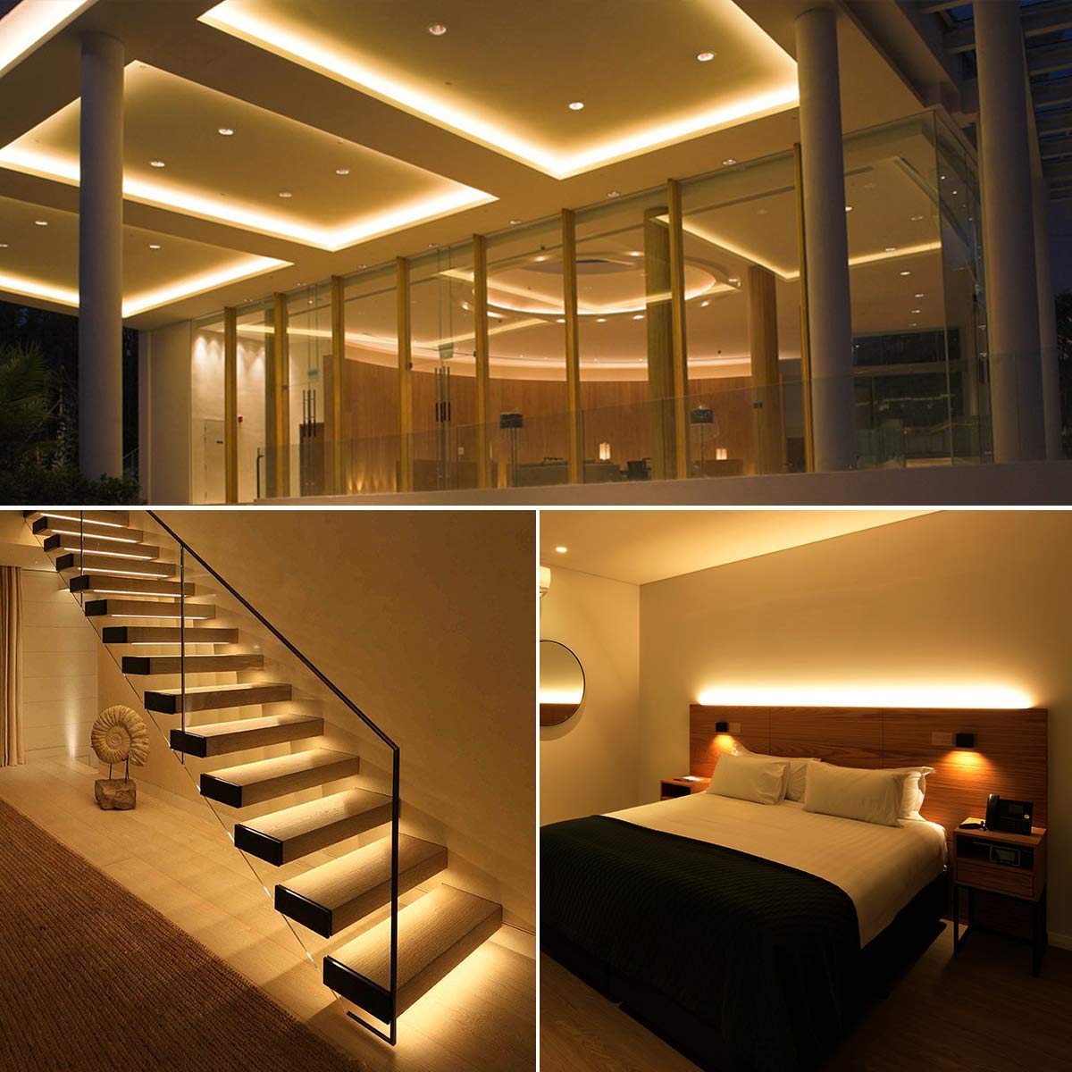 Lepro 32.8ft LED Light Strip - 600 LEDs Warm White Flexible Tape Lights (2x16.4ft) 12V DC Non-Waterproof for Home Kitchen Bedroom DIY Decor - Perfect for Accent Lighting, Under Cabinet, Car Interior, and Party Decoration