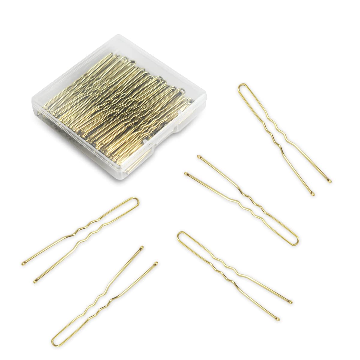 100 PCS Invisible U-Shaped Hair Clips - Heavy Duty Crinkled Hair Pins for Women, Ballet Bun, and Updos - Gold Hair Accessories (2.4 Inch) - Perfect for Weddings, Dance Performances, and Everyday Styling