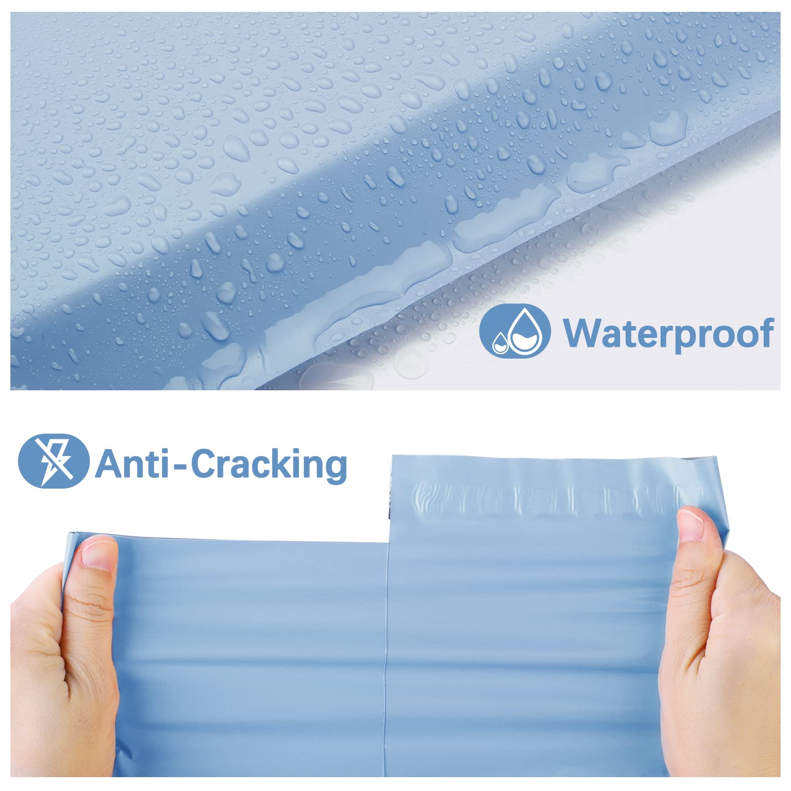 Metronic 10x13 Inch Poly Mailers - 300 Pack Small Shipping Bags for Clothes & Business | Strong Adhesive Mailing Envelopes in Haze Blue | Perfect for Ecommerce, Retail & Online Sellers