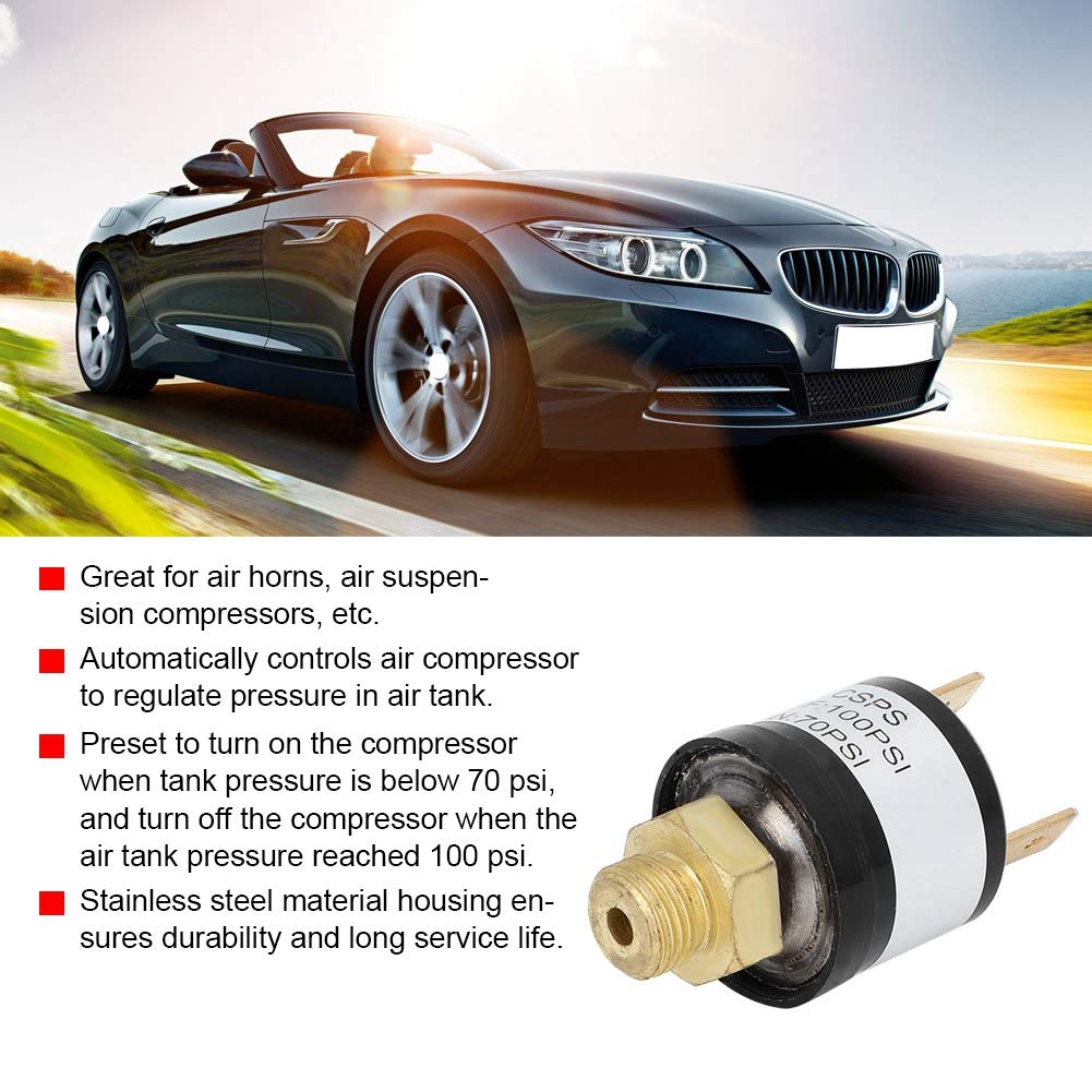 Automatic Air Compressor Pressure Control Switch Valve 70-100PSI - Stainless Steel Regulator for Car & Air Pump Systems - Perfect for Automotive Repair, Tire Inflation & Workshop Tools