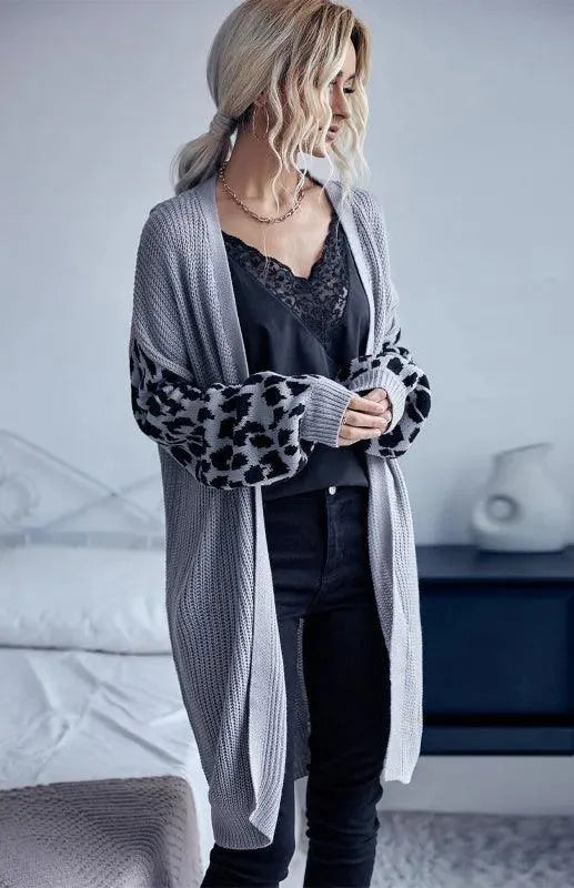 Leopard Print Knit Women's Cardigan Sweater - Cozy Fall & Winter Fashion for Casual Outfits and Office Wear