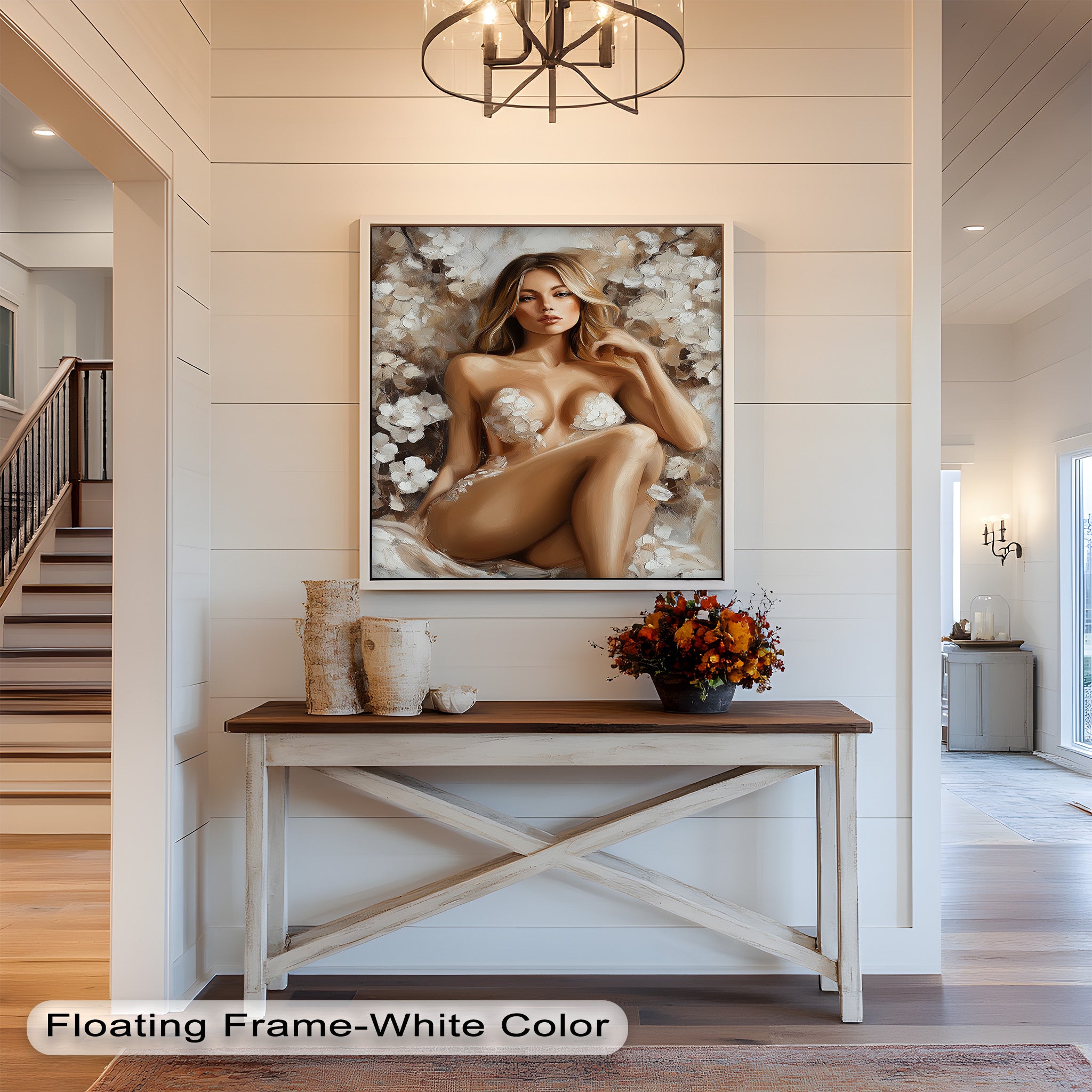 Blossom Muse Romantic Nude Oil Painting - Handmade Canvas Art for Home Decor, Bedroom & Living Room Wall Art