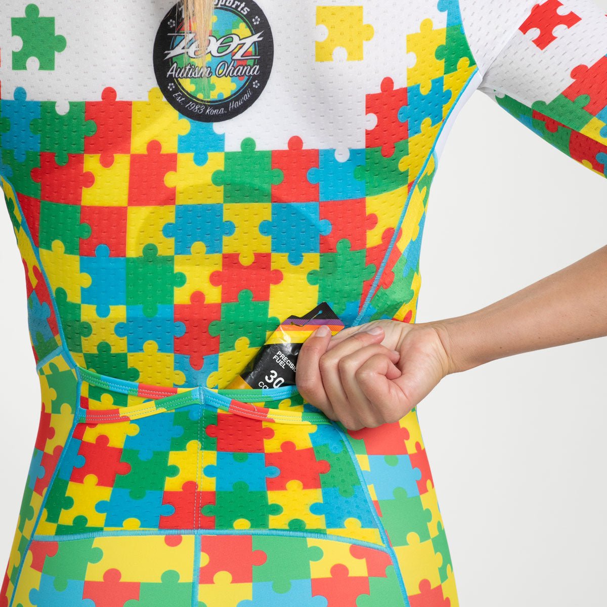 Women's Ltd Tri Aero Fz Racesuit - Lightweight Breathable Triathlon Suit for Women | Autism Awareness Puzzle Design | Perfect for Cycling, Running & Triathlon Competitions