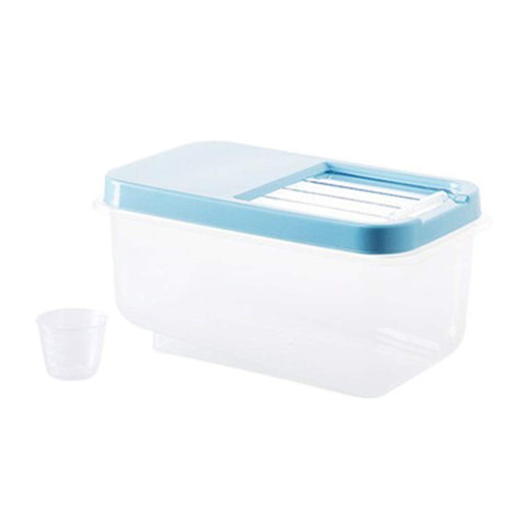DWOLE Clear Plastic Rice Storage Container with Lid - Airtight Dry Food Storage for Rice, Pet Food, Dog Food & Kitchen Pantry Organization (Blue) | Perfect for Kitchen, Pantry & Pet Food Storage