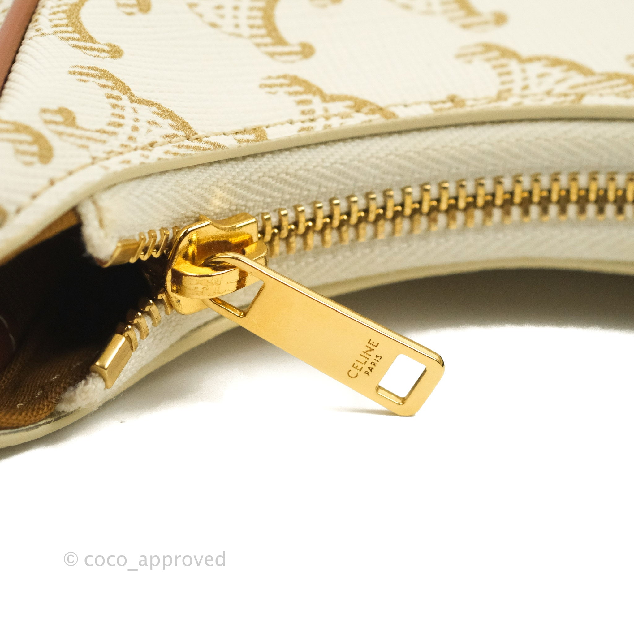 Celine Ava Bag in Triomphe Canvas & Calfskin Leather - White Luxury Handbag for Women | Perfect for Work, Travel & Everyday Use