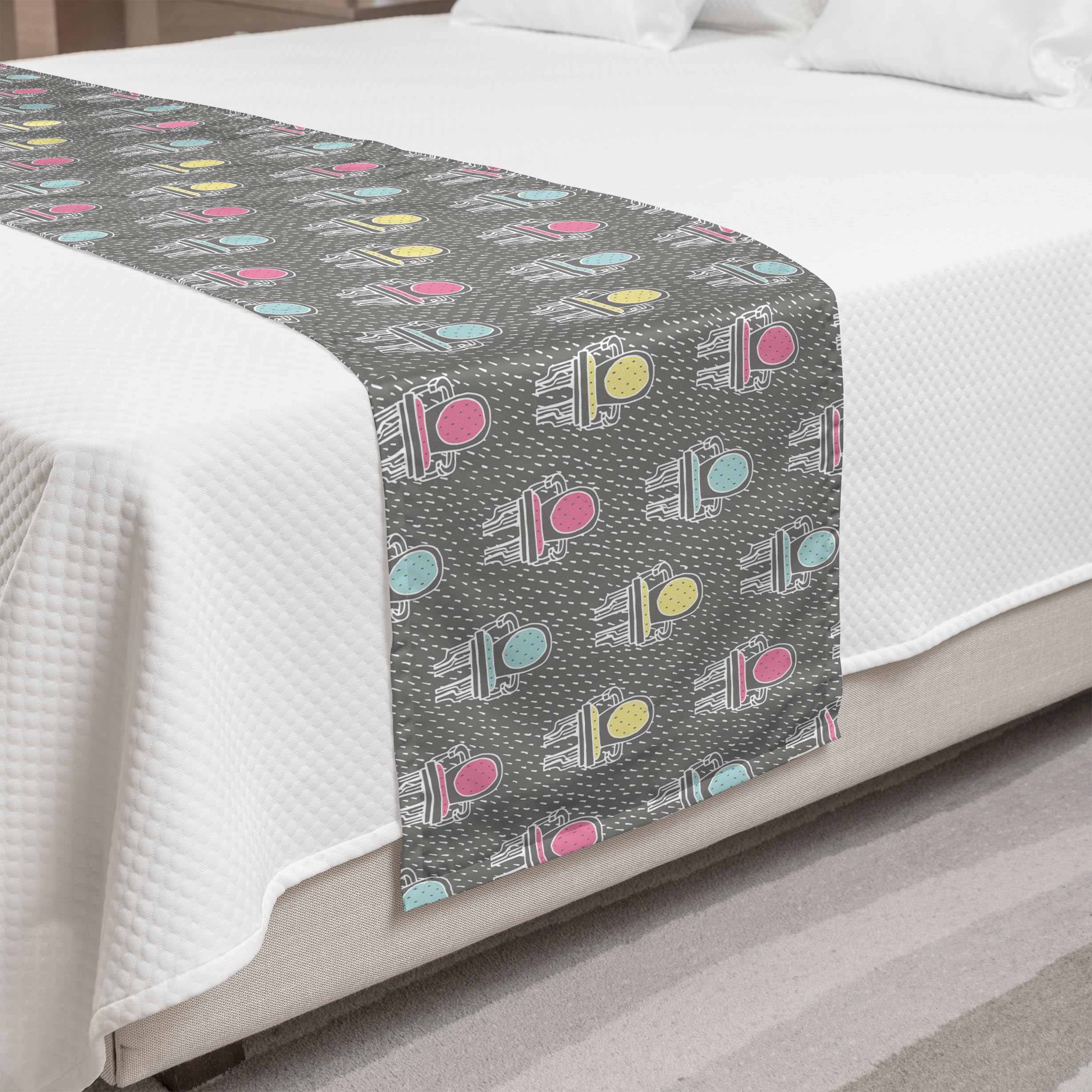 Ambesonne Colorful Bed Runner - Modern Striped Furniture Seat Cover, Decorative Accent Bedding Scarf for King Size Beds - Dimgray Multicolor Pattern for Hotels, Homes & Guestrooms | Perfect for Bedroom Decor and Sofa Protection