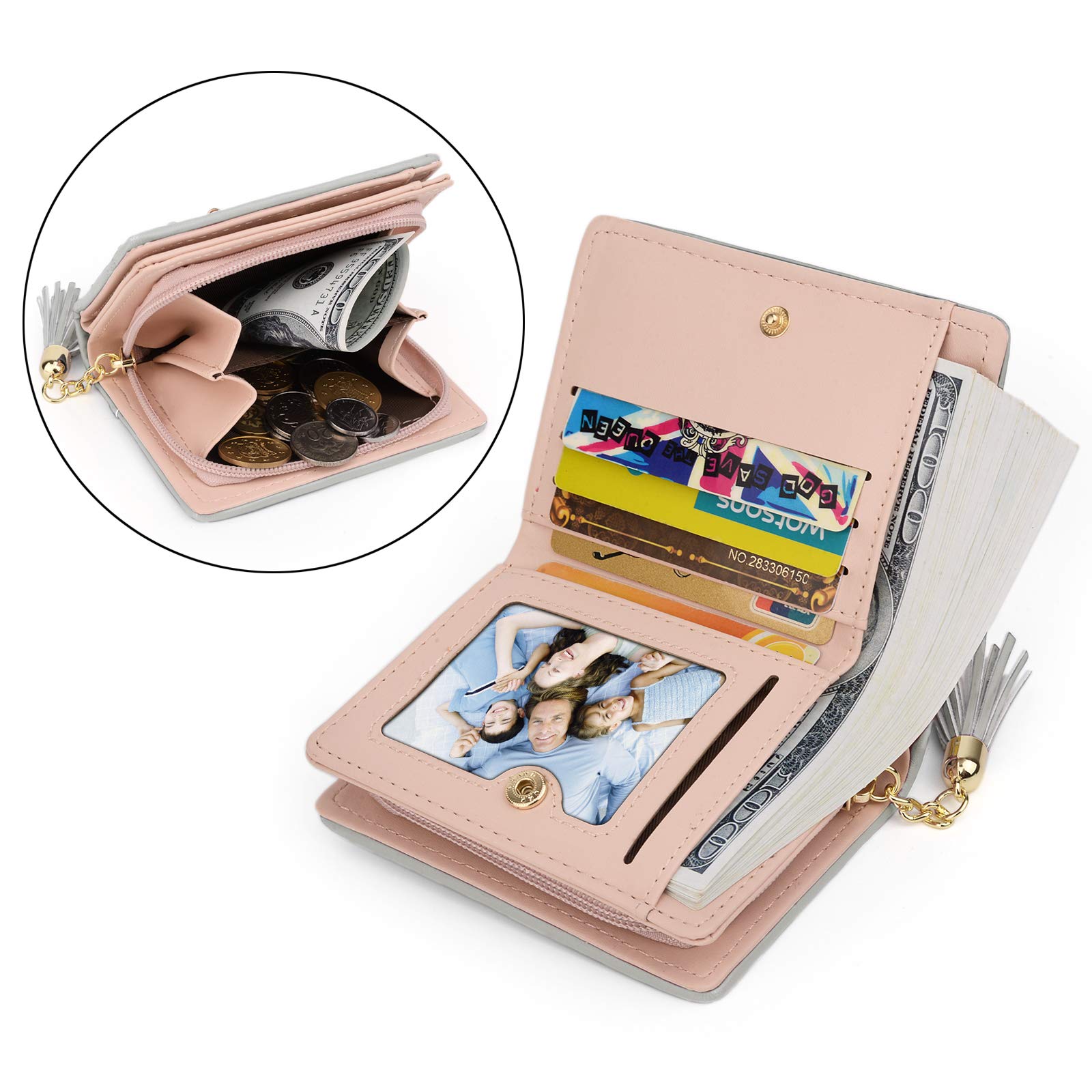 UTO Women's PU Leather Wallet with Cat Pendant - Large Capacity Card Phone Holder for Daily Use