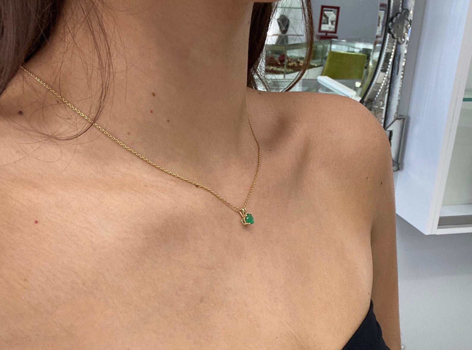 0.90 Carat Natural Round Emerald Solitaire Pendant in 14K Gold - Double Bail Design for Necklace, Elegant Jewelry Gift for Women, Perfect for Weddings, Anniversaries & Special Occasions