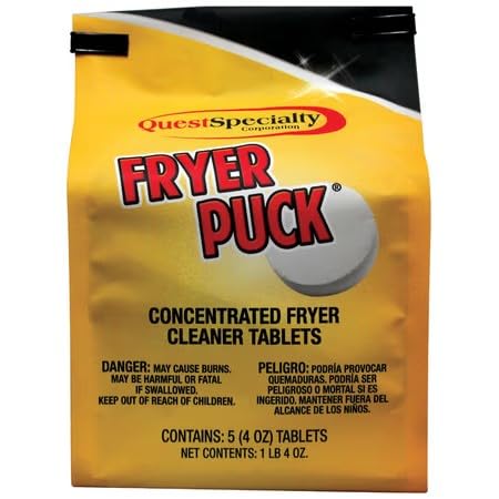 Deep Fryer Cleaner Tablets - 30 Pack Fryer Puck Boil-Out Cleaning Pucks for Commercial & Home Use - Removes Grease & Buildup in Fryers, Griddles, Grills - Restaurant & Kitchen Cleaning Solution
