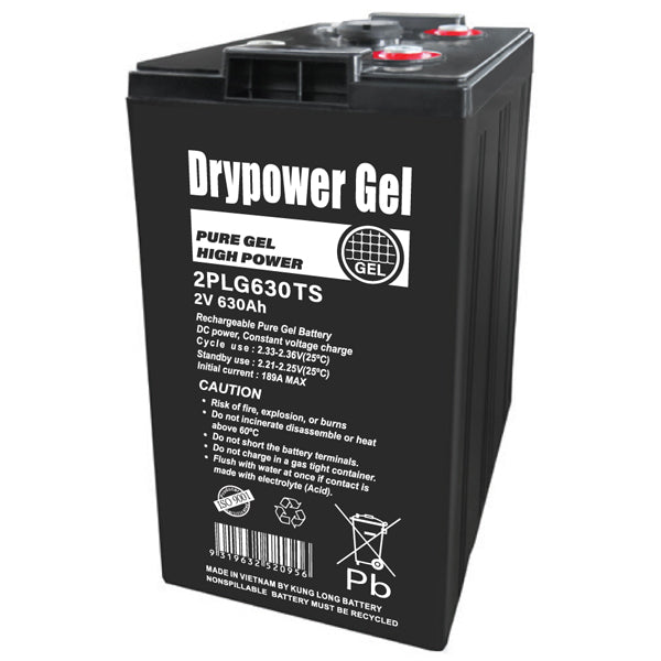 2V 630Ah Pure Gel Type Sealed Lead Acid Deep Cycle Battery - Solar Power Storage, Marine & RV Applications, Off-Grid Energy Solutions