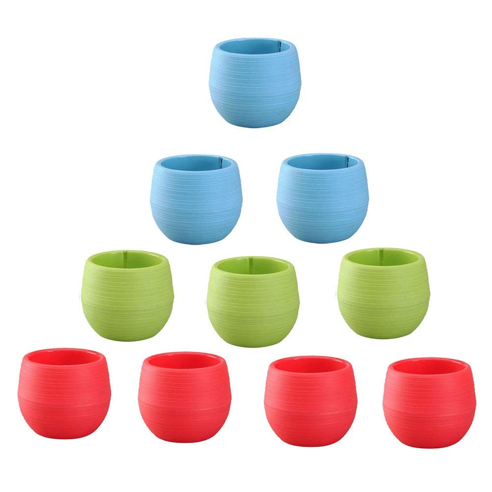 Yardwe 10 Pack Colorful Round Plastic Flower Pots - Watering Can Planter Set for Indoor/Outdoor Plants, Home Garden Decor - Perfect for Windowsill, Balcony, Patio & Office Decorations