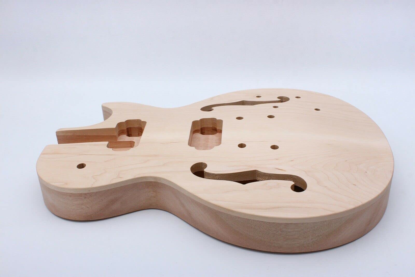 Semi-Hollow Electric Guitar Body Blank - Mahogany with Maple Cap, HH Pickups, Heel Pocket - Unfinished Replacement Set for DIY Guitar Builds | Perfect for Custom Electric Guitar Projects & Upgrades
