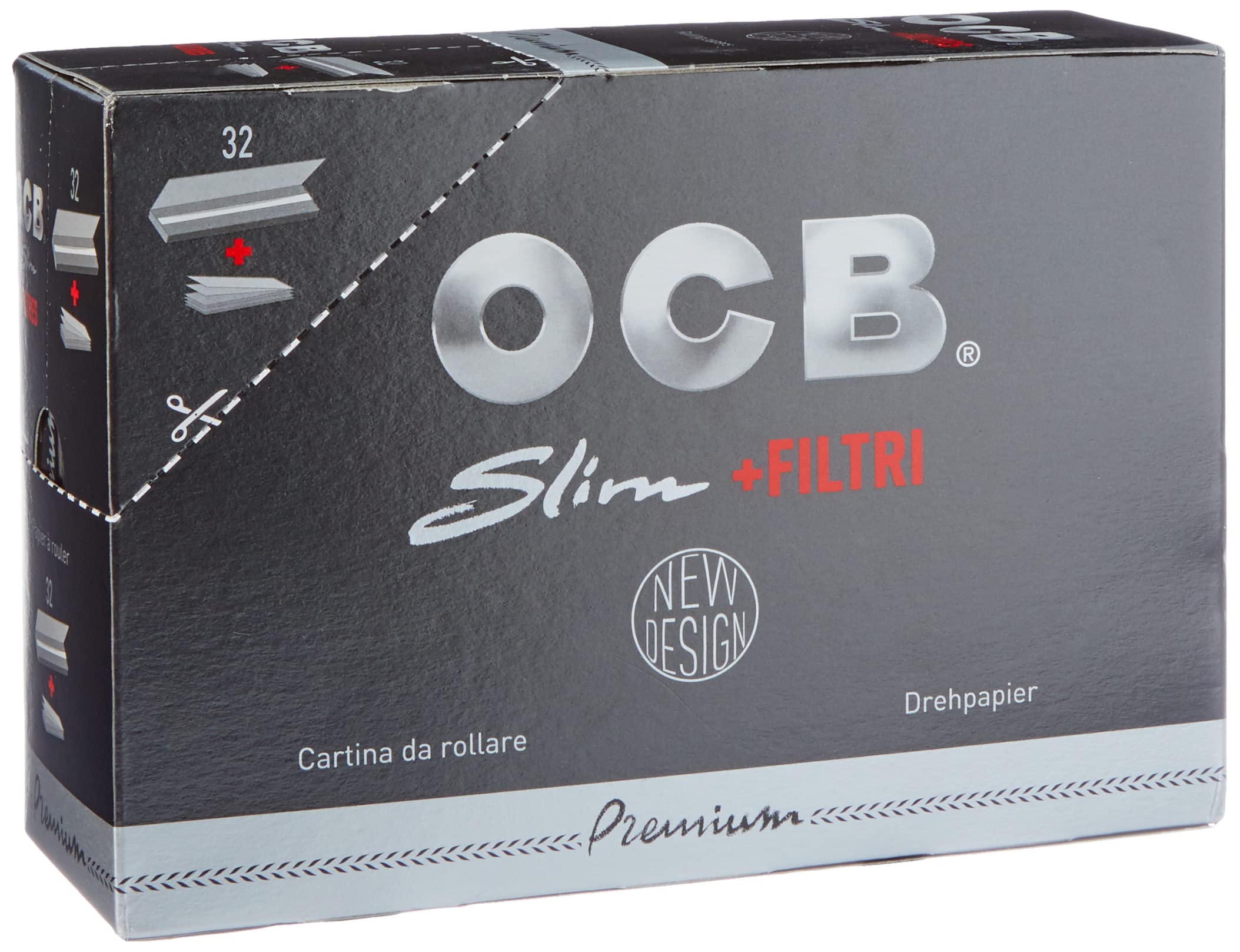 OCB Long Black Rolling Papers with Tips - 32 Packets | Premium Rolling Papers for Smooth Smoking Experience | Perfect for Rolling Cigarettes, Joints & Blunts at Home or Outdoors