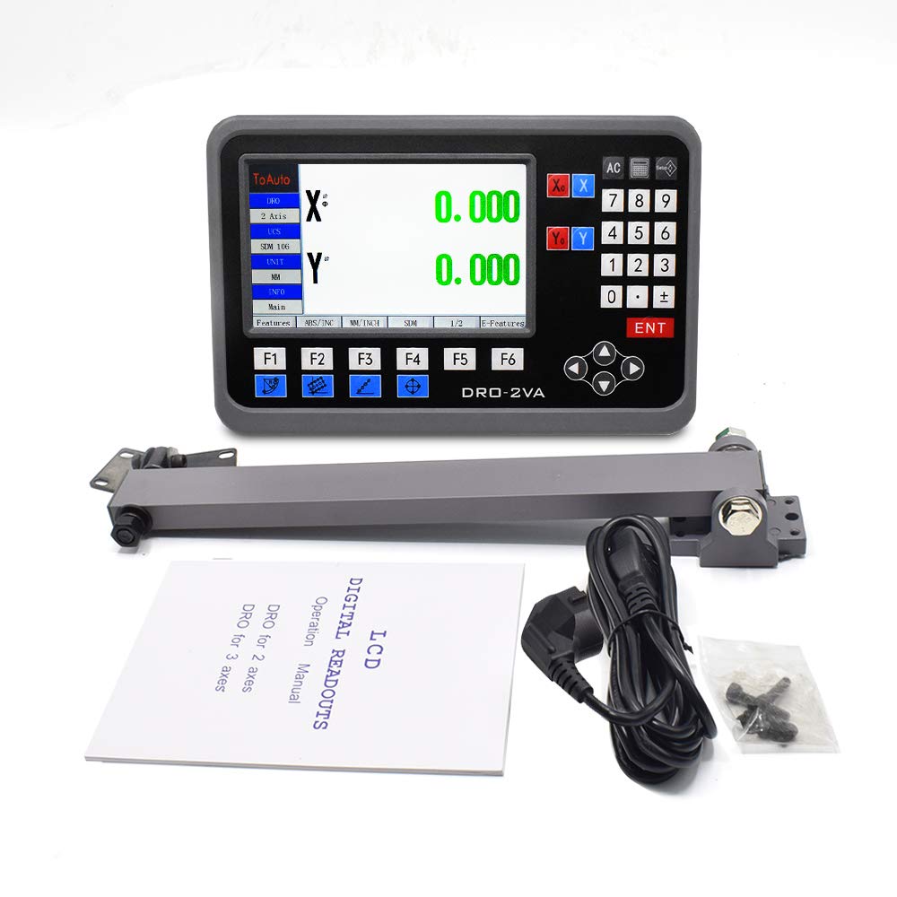 TOAUTO 2 Axis Digital Readout DRO with LCD Display for CNC Milling Machine, Lathe & EDM - Precise Positioning Measurement Tool for Metalworking & Woodworking Projects