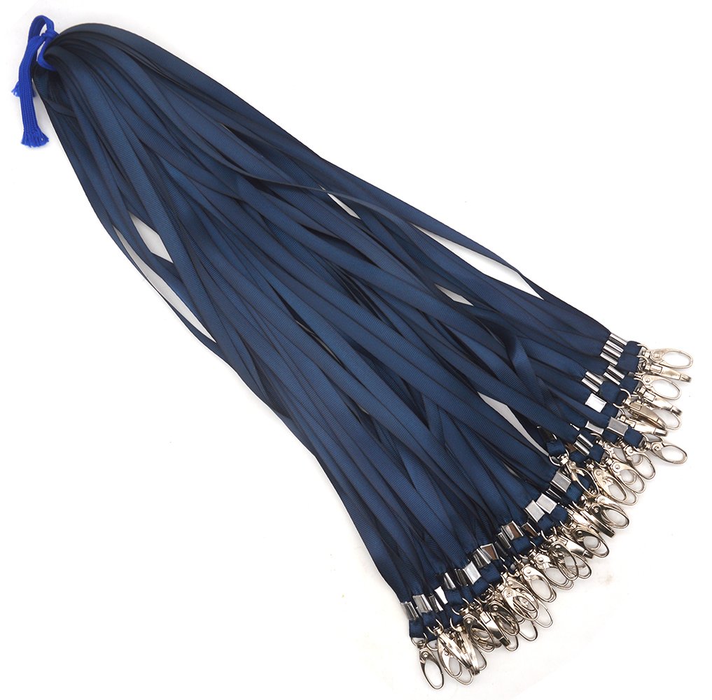 Navy Blue Nylon Lanyards 50Pcs with Swivel Hooks - for ID Badges & Keys