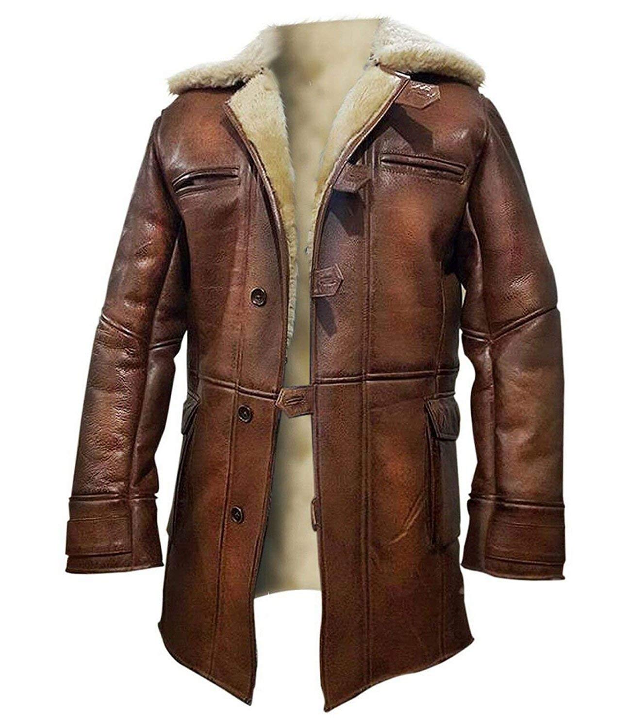 Men's Bane Knight Rises Tom Hardy Style Lambskin Faux Leather Long Coat | Halloween Cosplay, Movie Costume, Gothic Fashion