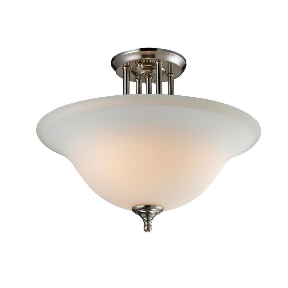 Z Lite Lighting 2109 SF Athena Collection 3-Light Semi-Flush Mount Ceiling Fixture - Brushed Nickel Finish with Matte Opal Glass - Perfect for Bedroom, Living Room & Hallway Lighting