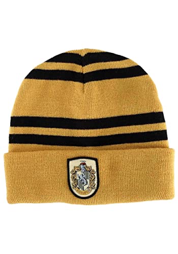 Harry Potter Hufflepuff House Knit Beanie Hat - Official Hogwarts Scarf for Women & Men - Warm Winter Accessories for Fans - Perfect for Cosplay, Gifts, and Cold Weather