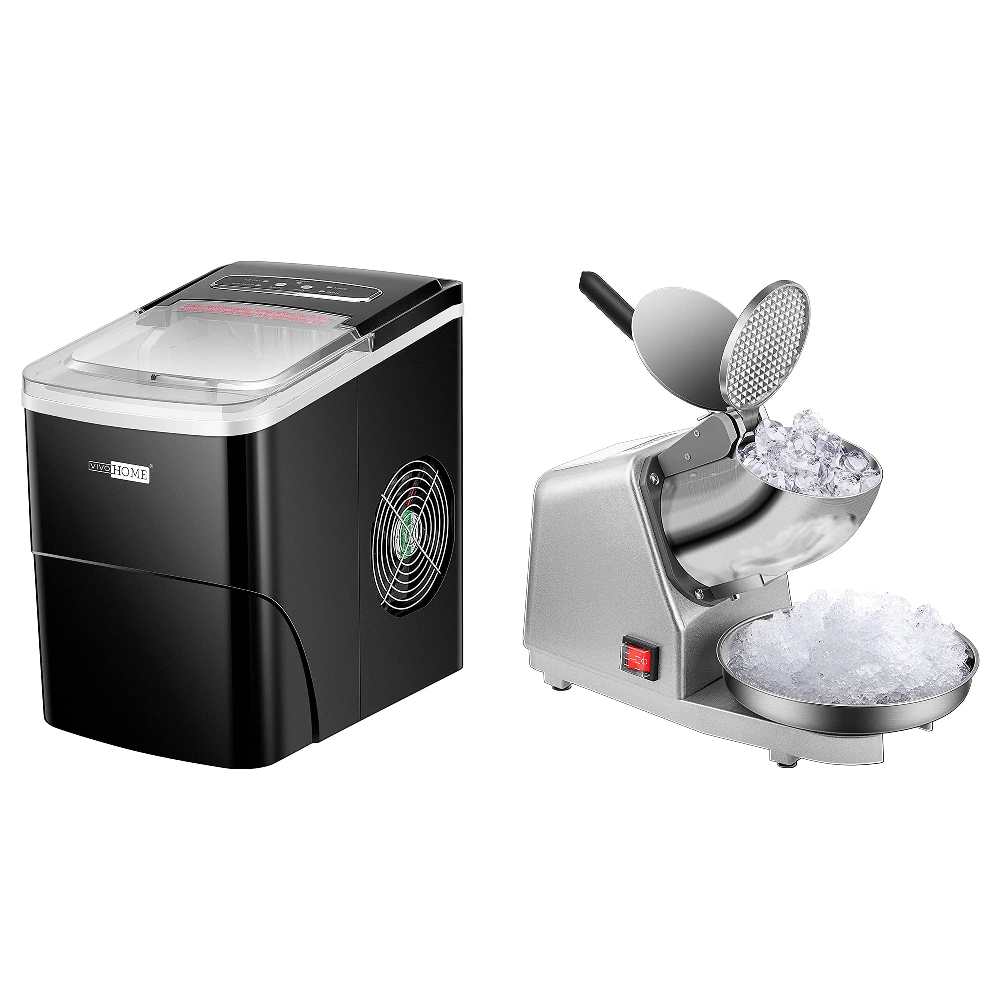 VIVOHOME Portable Countertop Ice Maker Machine with Ice Shaver - 26Lbs Daily, 9 Cubes in 6 Mins, Self-Cleaning - Perfect for Home, Office, Parties & Outdoor Activities