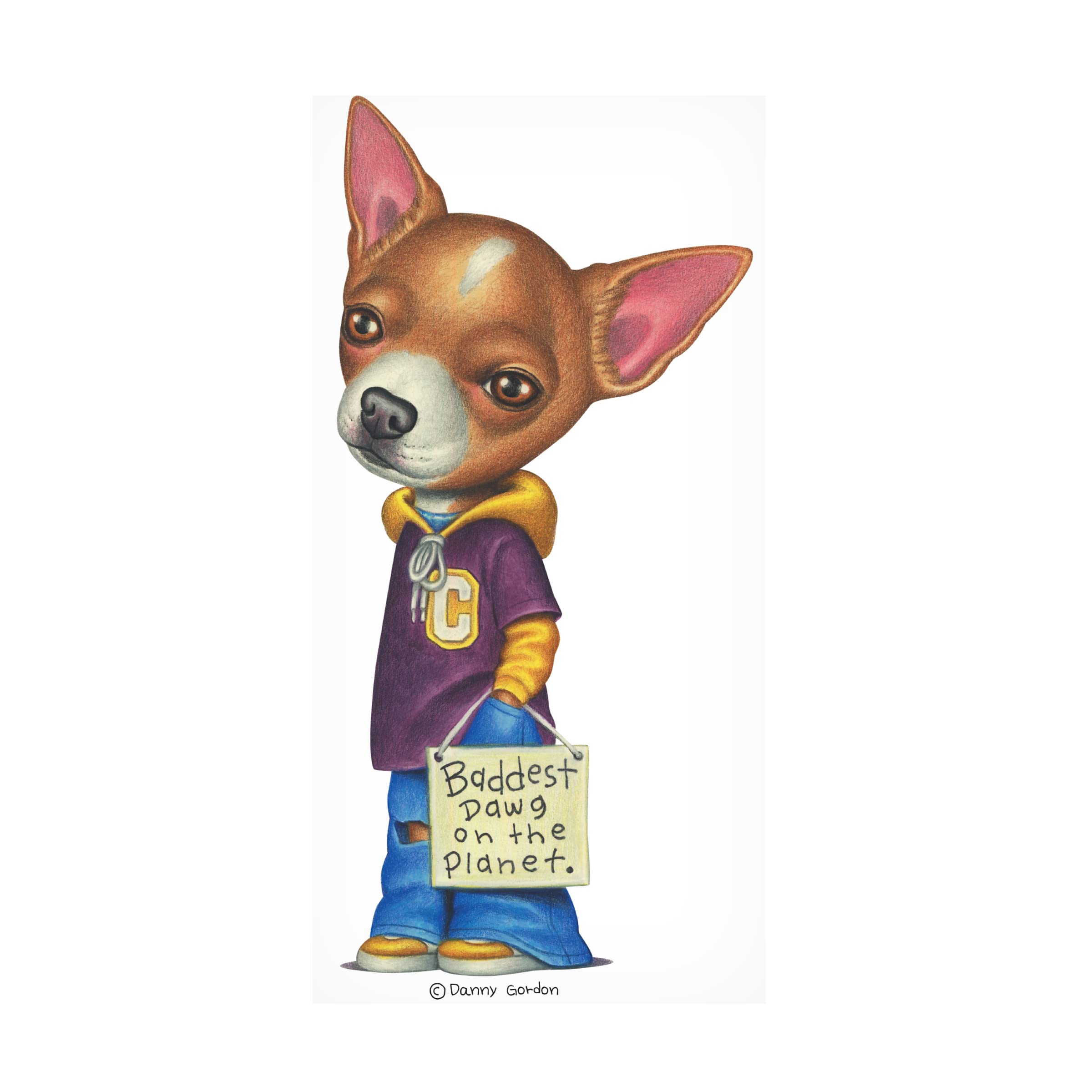 Brown Chihuahua Wearing Clothes Canvas Art Print by Danny Gordon - Cute Dog Wall Decor for Living Room, Bedroom & Office - Perfect Pet Lover Gift