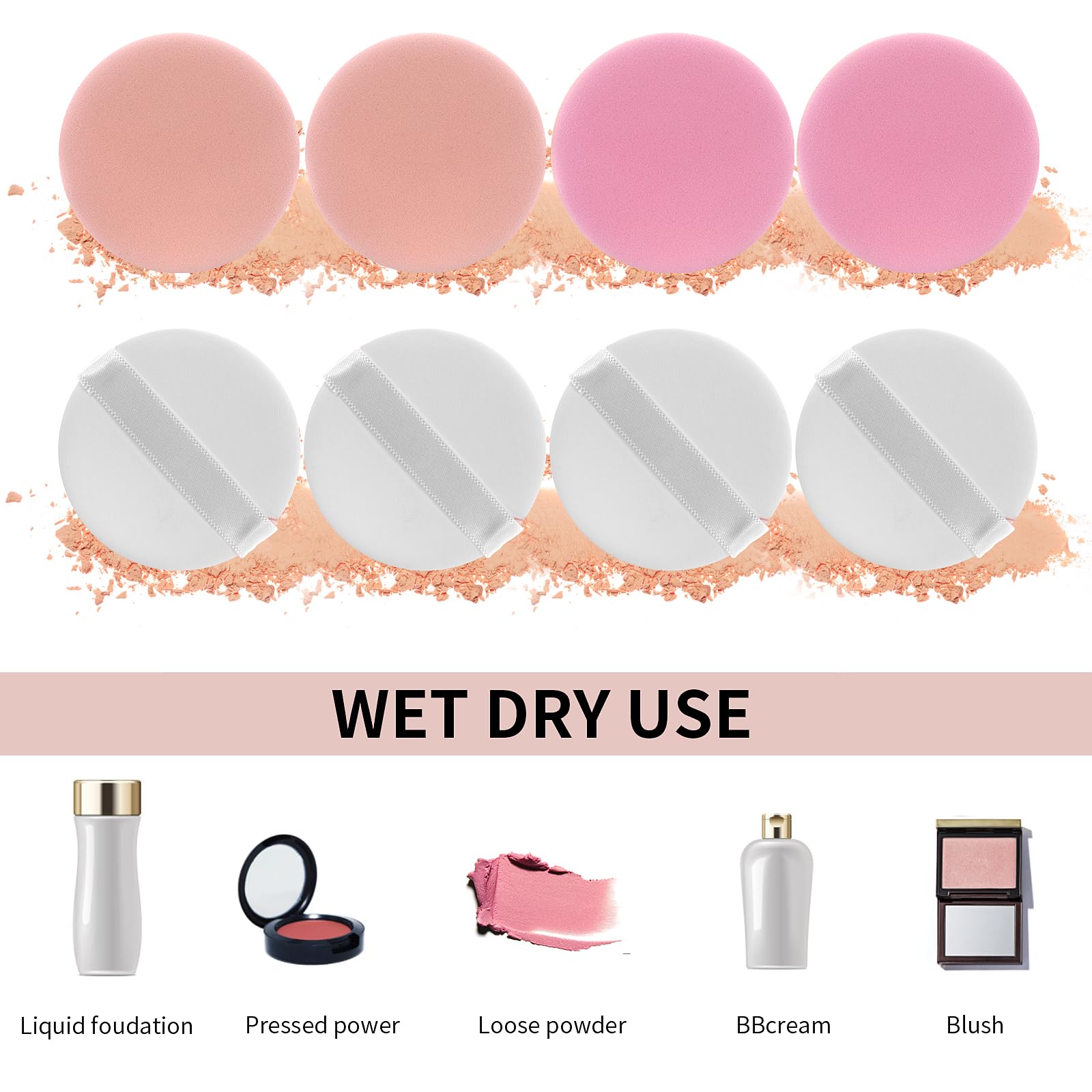 Premium 8-Pack Non-Latex Makeup Sponges | Hypoallergenic Beauty Blender for Liquid Foundation, Concealer & Loose Powder | Multi-Use Cosmetic Blending Puff with Precision Edges | Perfect for Daily Makeup, Travel & Professional Makeup Artists