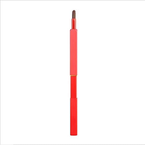 Retractable Lip Brush Rose Gold - Portable Makeup Brush for Lipstick & Lip Gloss Application - Cosmetic Tool with Red Handle (T0518) - Perfect for Travel, Touch-ups & Professional Makeup Kits