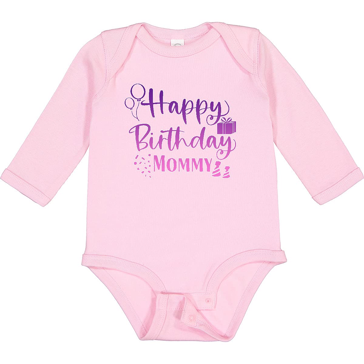 Inktastic Purple Happy Birthday Mommy Long Sleeve Baby Bodysuit - Perfect for First Birthday Photos & Special Celebrations