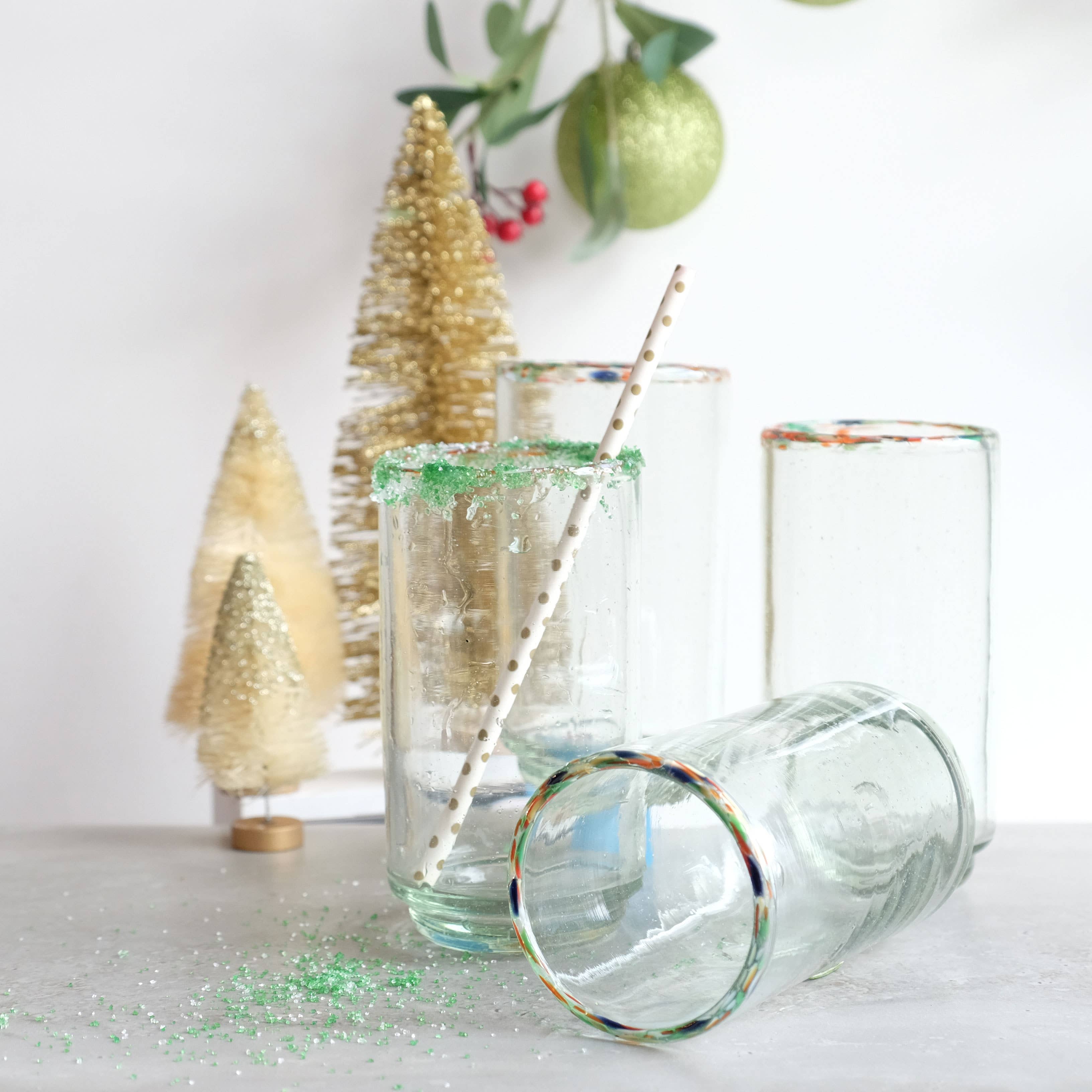 Premium Tall Multi Rim Stacking Glasses - Set of 6 Shatter-Resistant Drinking Cups for Cocktails, Beer & Iced Coffee - Perfect for Parties, Bars & Home Entertaining