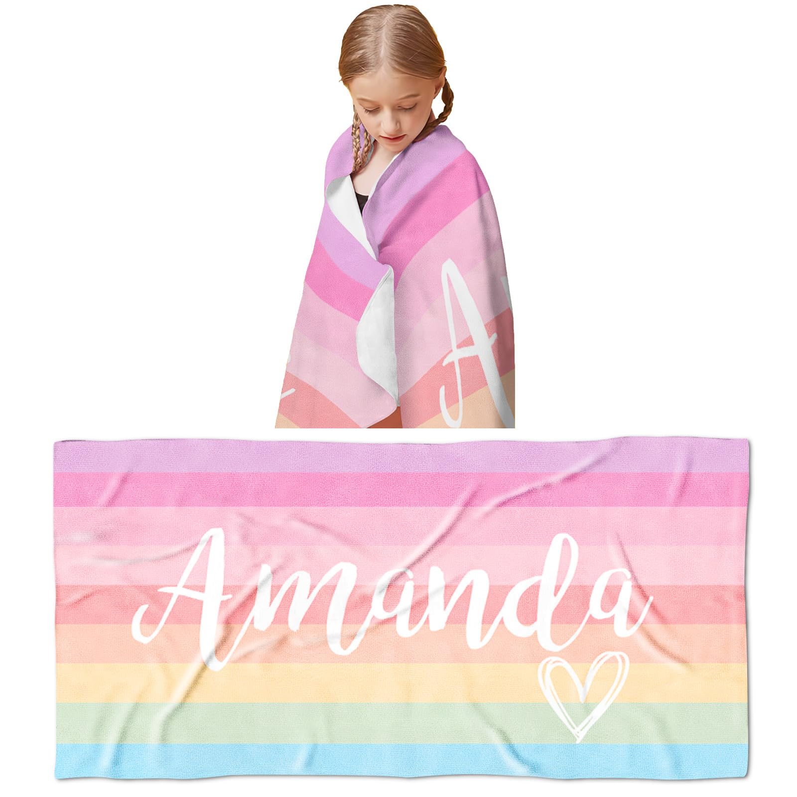 Novgarden Personalized Beach Towels with Name - Custom Quick Dry Microfiber Cotton/Poly Blend Pool Towel 30x60 Inches - Perfect for Beach, Travel, Swimming Pool & Bathroom Decor - Great Gift for Summer Vacations