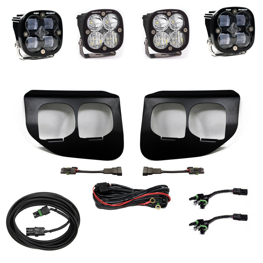 2022 Ford F250 F350 Baja Designs Squadron Sport SAE Dual Fog Light Kit - Off-Road LED Driving Lights for Enhanced Visibility in Fog & Night Driving