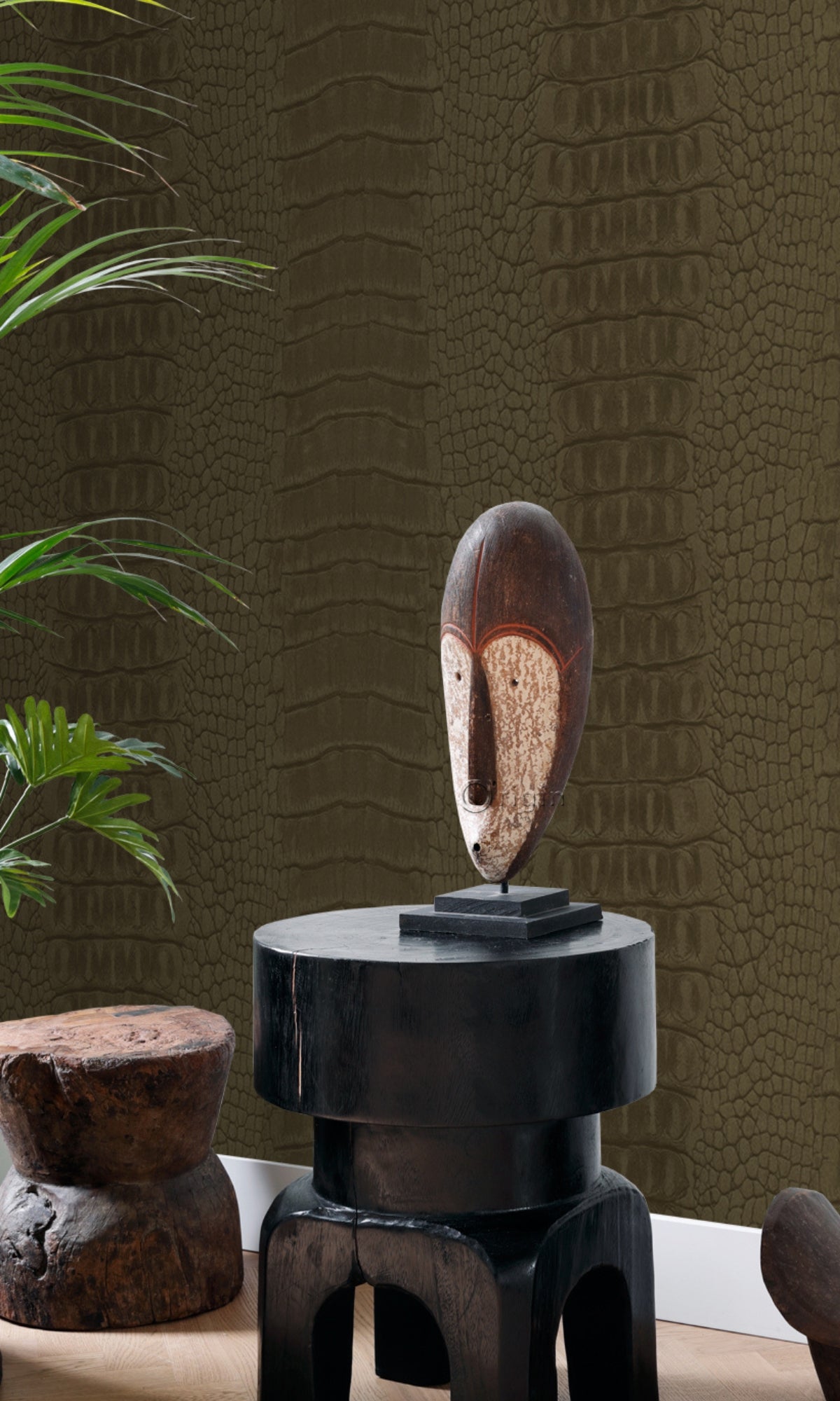 Chocolate Brown Faux Snake Skin Animal Print Wallpaper R8305 - Self-Adhesive Peel and Stick Wallpaper for Bedroom, Living Room, Office Decor