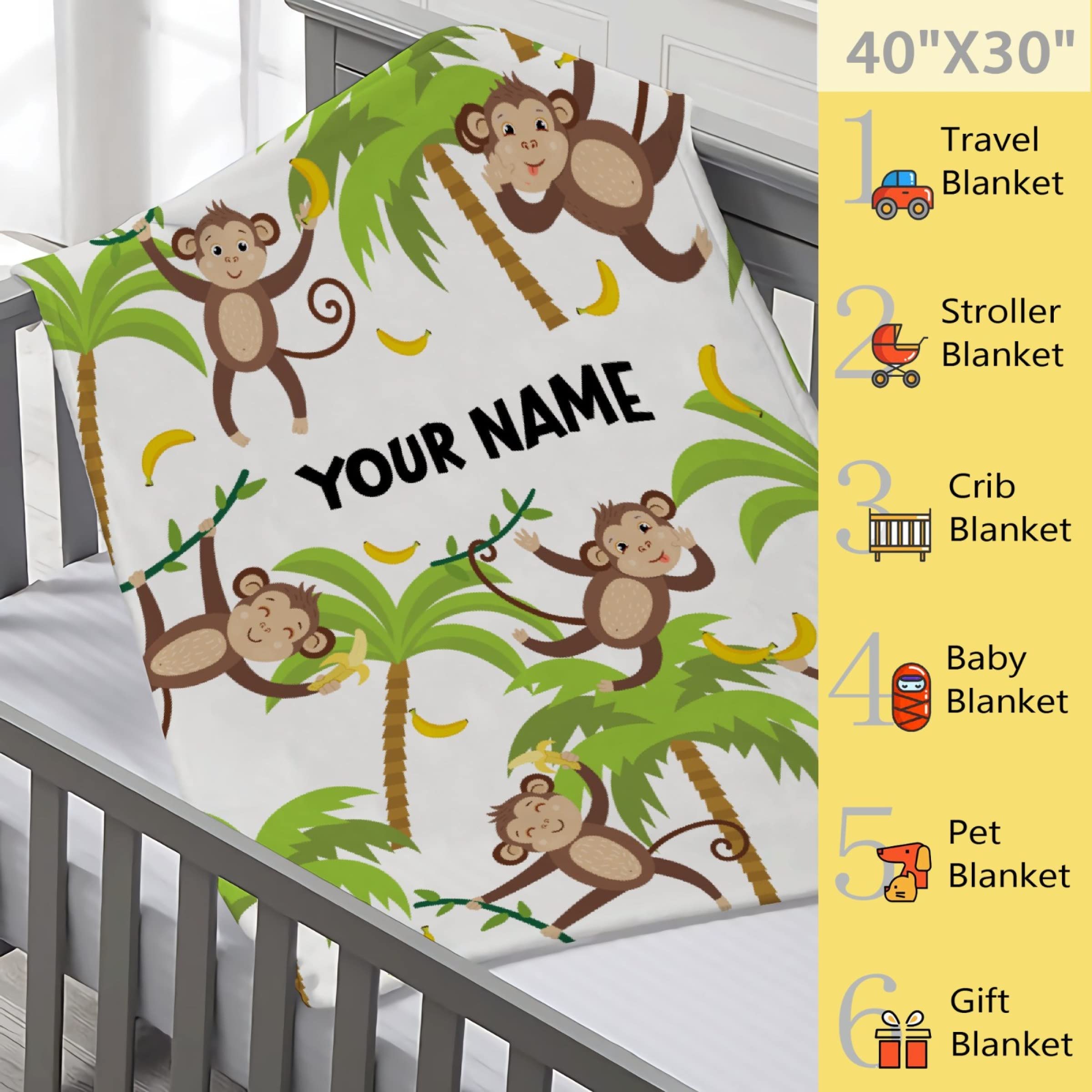 Personalized Monkeys & Axolotls Custom Blanket with Name - 90