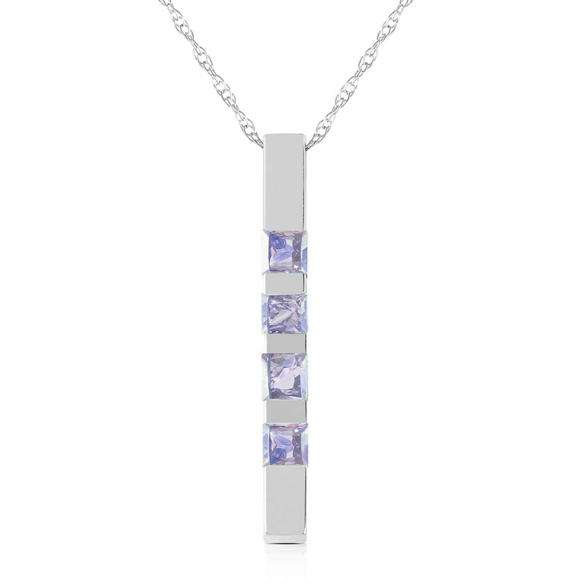 0.35 Carat 14K Solid White Gold Bar Necklace with Natural Tanzanite Gemstone | Elegant Everyday Jewelry for Women, Gift for Her, Birthday & Anniversary Present