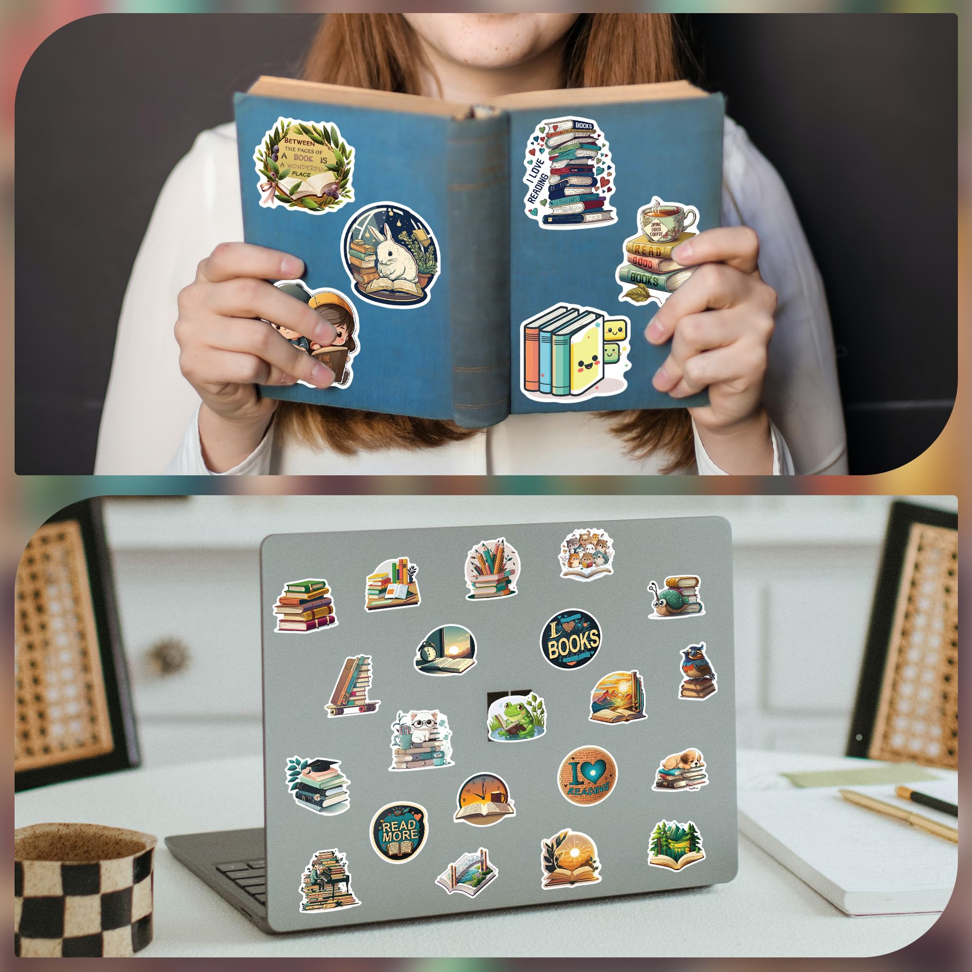 100 Pcs Book Lover Stickers - Waterproof Vinyl Decals for Books, Laptops, Water Bottles & More - Perfect for Kids, Teens & Book Enthusiasts - Great for School, Office & Personalizing Belongings