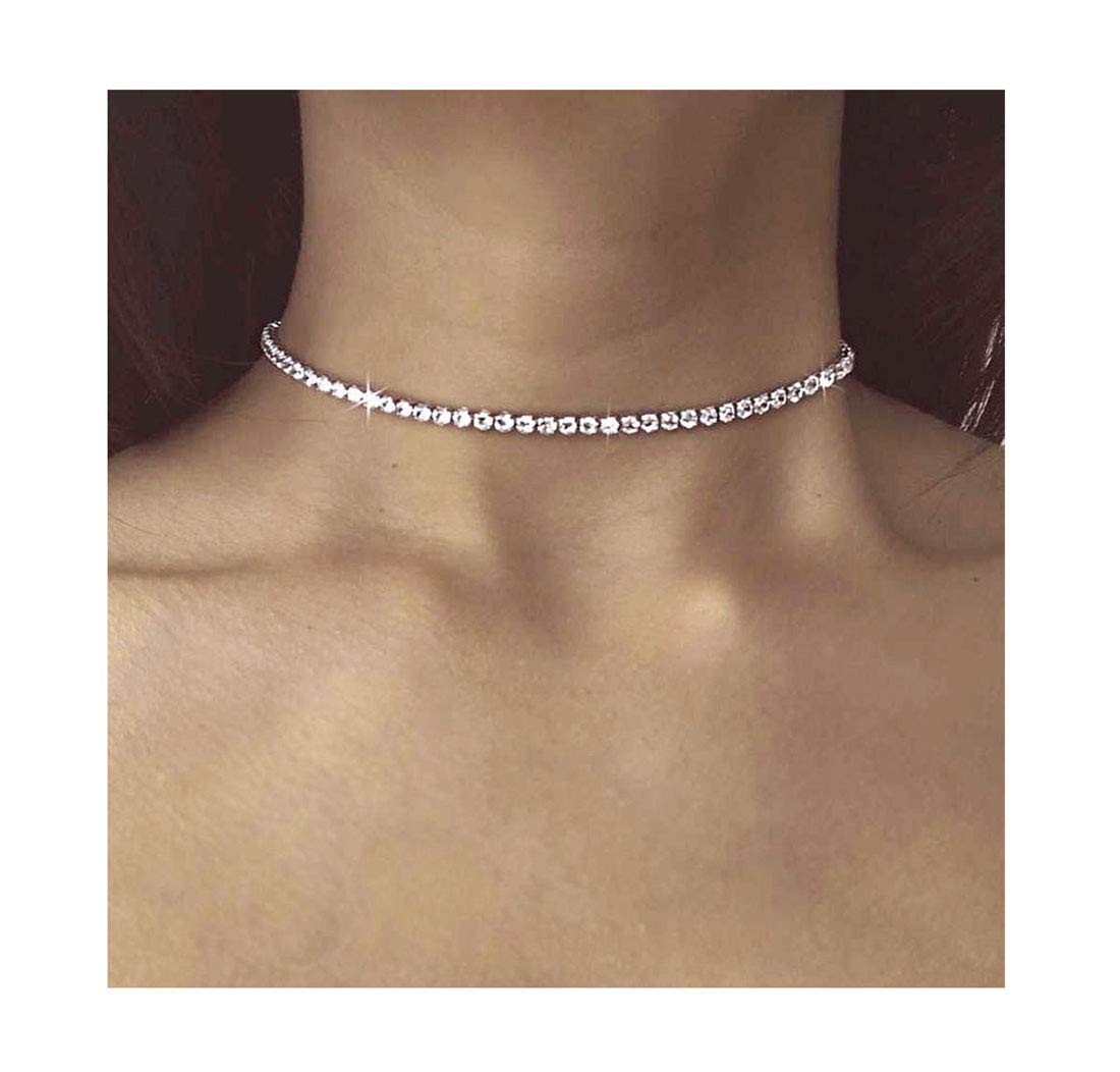 Sparkling Tennis Necklace for Women - Elegant Rhinestone Choker with Diamond Accents | Perfect for Weddings, Parties & Special Occasions