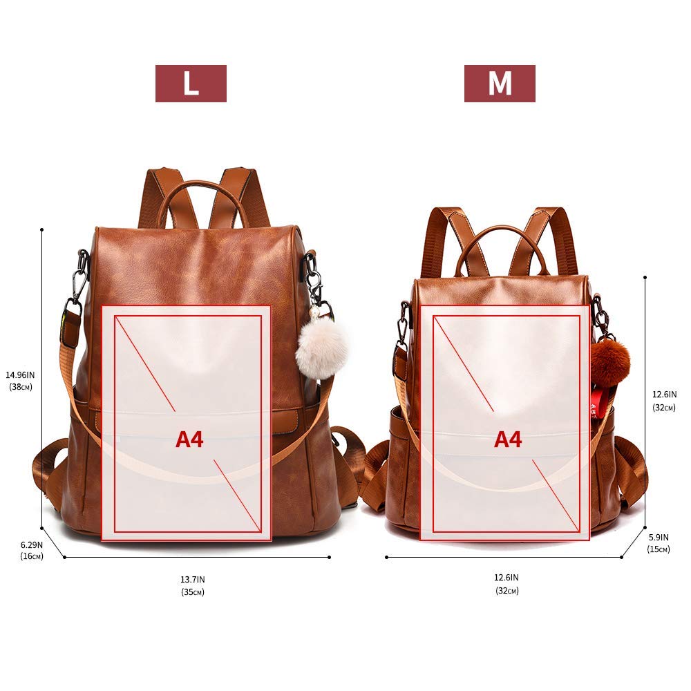 CHERUTY Women's Anti-Theft Backpack Purse - PU Leather & Nylon Lightweight Shoulder Bag for Travel, Work & Daily Use | Fashion Casual Satchel Handbag for Ladies